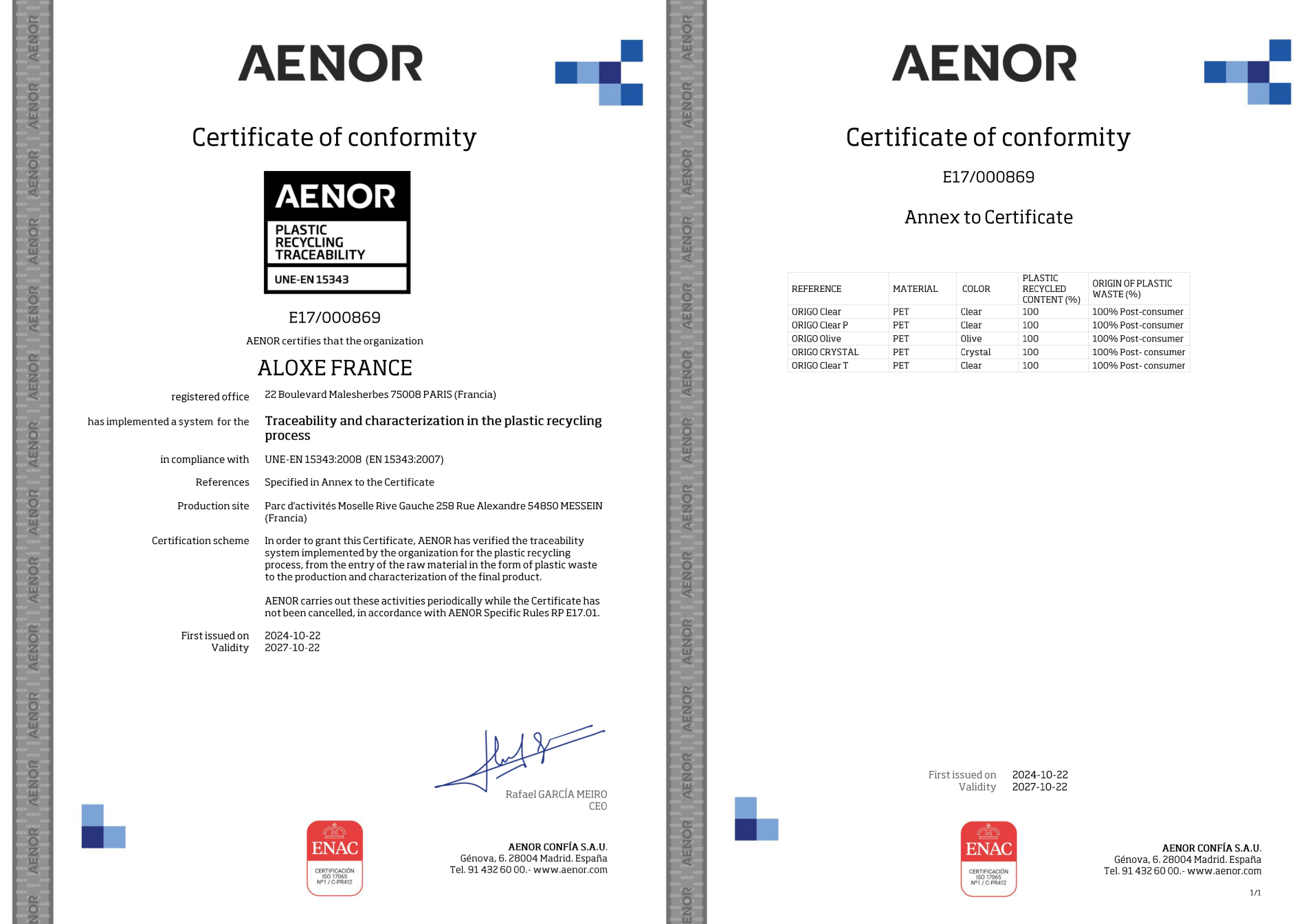 Aloxe News on Recycled Plastics » RecyClass Certificate, Gdynia